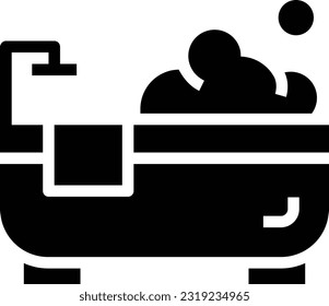 Bathtub Glyph Icon, Vector Icon