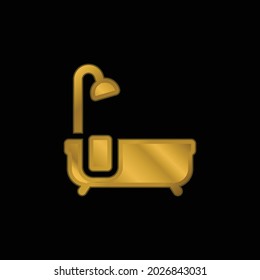 Bathtub gold plated metalic icon or logo vector