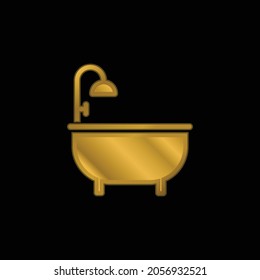 Bathtub gold plated metalic icon or logo vector