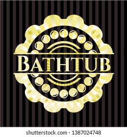 Bathtub gold shiny badge. Vector Illustration. Detailed.