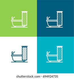 Bathtub green and blue material color minimal icon or logo design