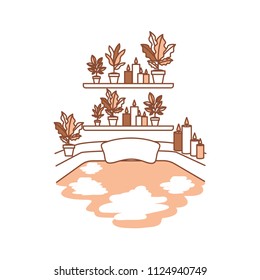 bathtub with houseplants scene