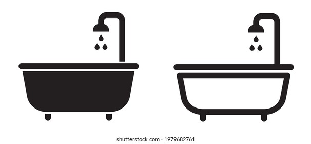 Bathtub icon, bath shower. Vector illustration.