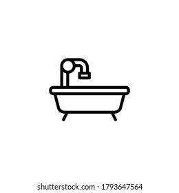 Bathtub icon  in black line style icon, style isolated on white background