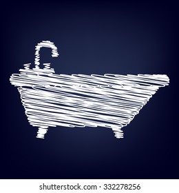 Bathtub Icon with chalk effect 