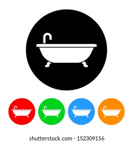 Bathtub Icon with Color Variations