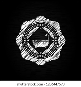 bathtub icon drawn chalk emblem, retro style, chalk or chalkboard texture