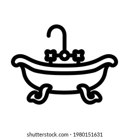 Bathtub Icon. Editable Bold Outline Design. Vector Illustration.