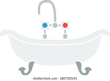Badewanne-Symbol. Flaches Farbdesign. Vektorgrafik.