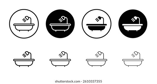 Bathtub icon Flat fill set collection