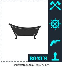 Bathtub icon flat. Simple vector symbol and bonus icon