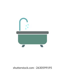 bathtub icon, flat style pictogram icon for ui or ux mobile app, vector illustration logo symbol design, isolated on white