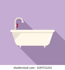 Bathtub icon flat vector. Water pipe. Service plumber