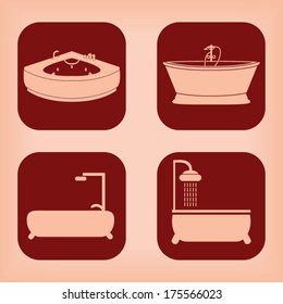 Bathtub icon - four variations