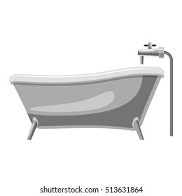 Bathtub icon. Gray monochrome illustration of bathtub vector icon for web design