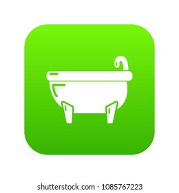 Bathtub icon green vector isolated on white background