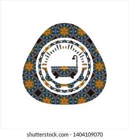 bathtub icon inside arabesque badge. arabic decoration.