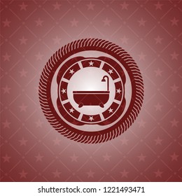 bathtub icon inside badge with red background