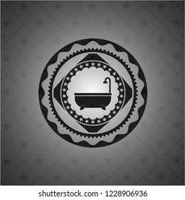 bathtub icon inside black emblem. Vintage.