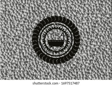 bathtub icon inside black emblem with grey bubbles background. Vintage. Vector Illustration. Detailed.