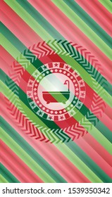 bathtub icon inside christmas colors badge.