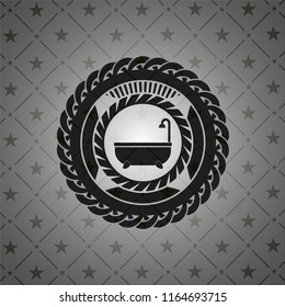 bathtub icon inside dark emblem. Retro
