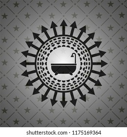 bathtub icon inside dark emblem. Retro
