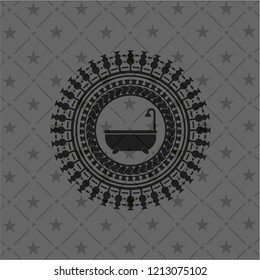 bathtub icon inside dark emblem