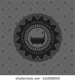 bathtub icon inside dark emblem. Retro