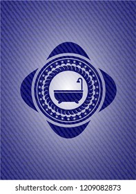 bathtub icon inside denim background