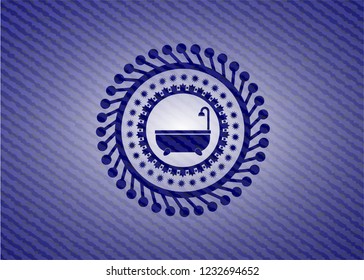 bathtub icon inside denim background
