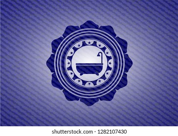 bathtub icon inside denim background