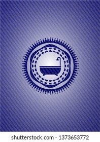 bathtub icon inside denim background