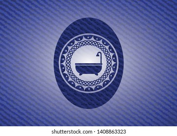 bathtub icon inside emblem with jean high quality background