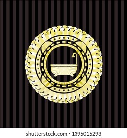 bathtub icon inside gold emblem
