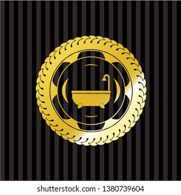 bathtub icon inside golden badge