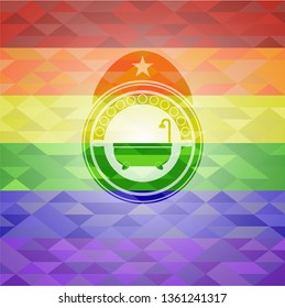 bathtub icon inside lgbt colors emblem 