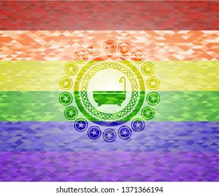 bathtub icon inside lgbt colors emblem 