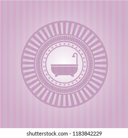 bathtub icon inside pink emblem