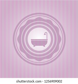 bathtub icon inside pink icon or emblem