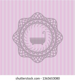 bathtub icon inside pink icon or emblem