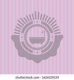 bathtub icon inside pink emblem. Retro