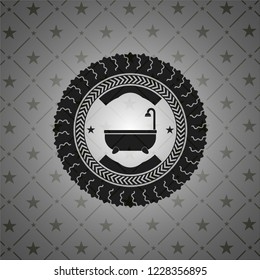 bathtub icon inside realistic dark emblem