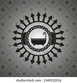 bathtub icon inside realistic dark emblem