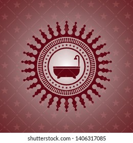 bathtub icon inside red emblem. Retro