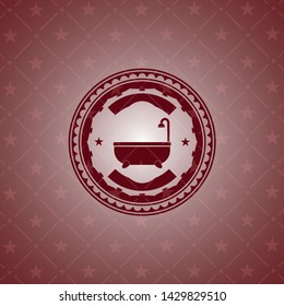 bathtub icon inside red emblem. Vintage.