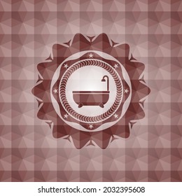icono de la bañera dentro del emblema rojo con un patrón geométrico. Sin inconveniente. 