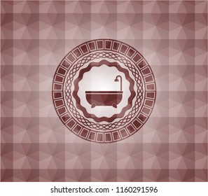 bathtub icon inside red seamless geometric badge.