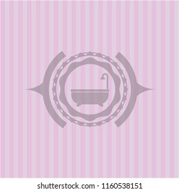 bathtub icon inside retro pink emblem