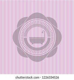 bathtub icon inside retro pink emblem